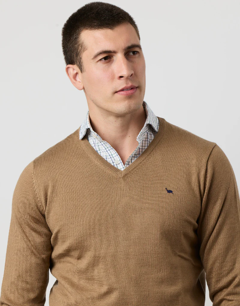 Jersey merino blend pico camel - Imagen 3