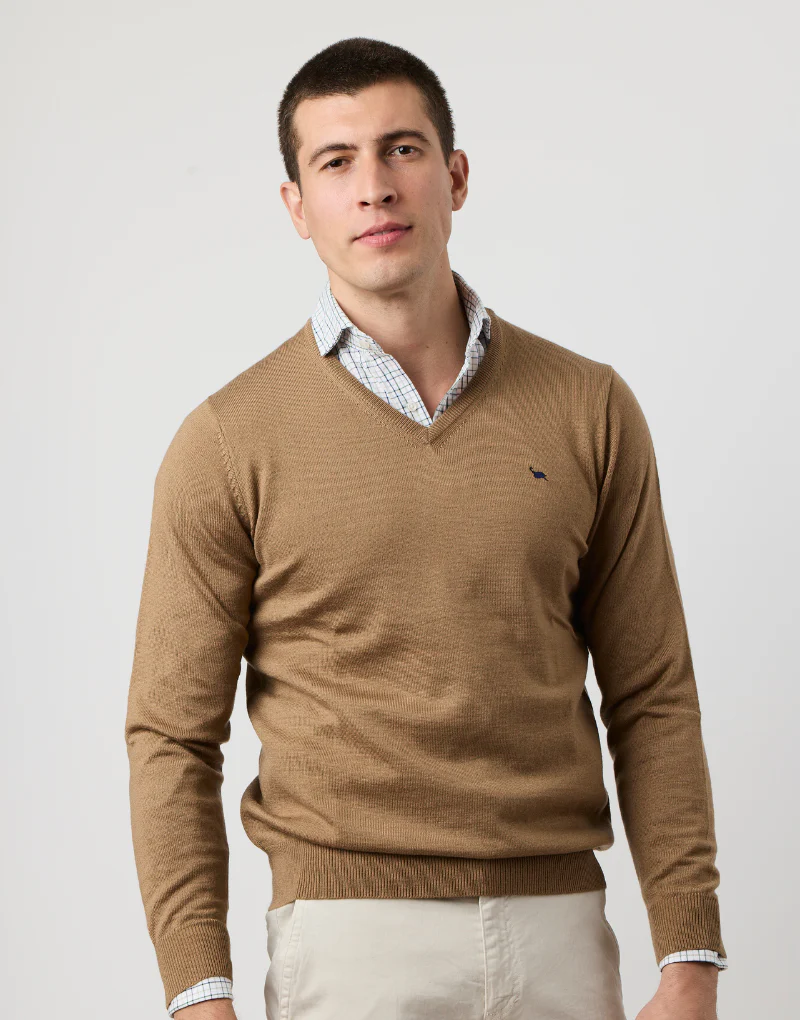 Jersey merino blend pico camel - Imagen 4
