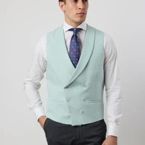 Chaleco lino cruzado menta