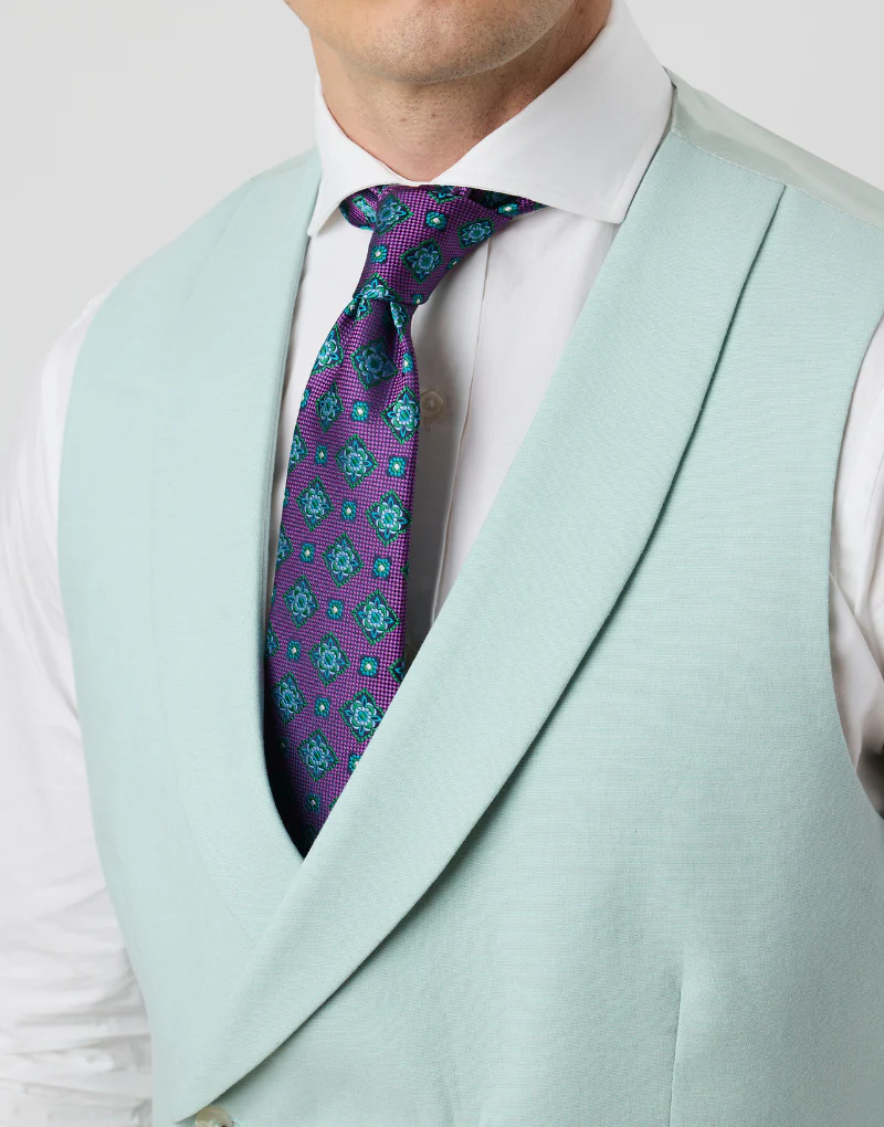 Chaleco lino cruzado menta - Imagen 3