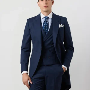 Chaqué tres piezas premium liso azul noche