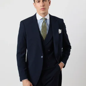 Chaqué liso azul marino chaleco cruzado