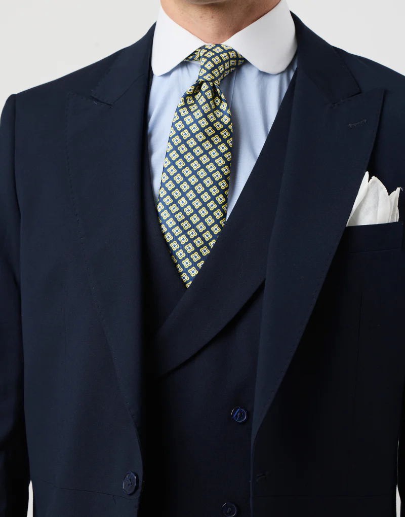 Chaqué liso azul marino chaleco cruzado - Imagen 3