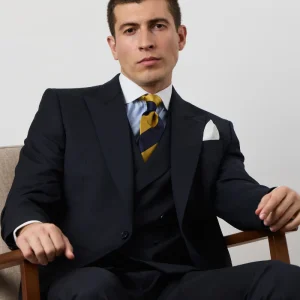 Chaqué tres piezas premium liso azul marino