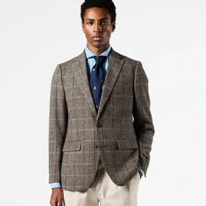 Americana tostada espiga cuadro marrón