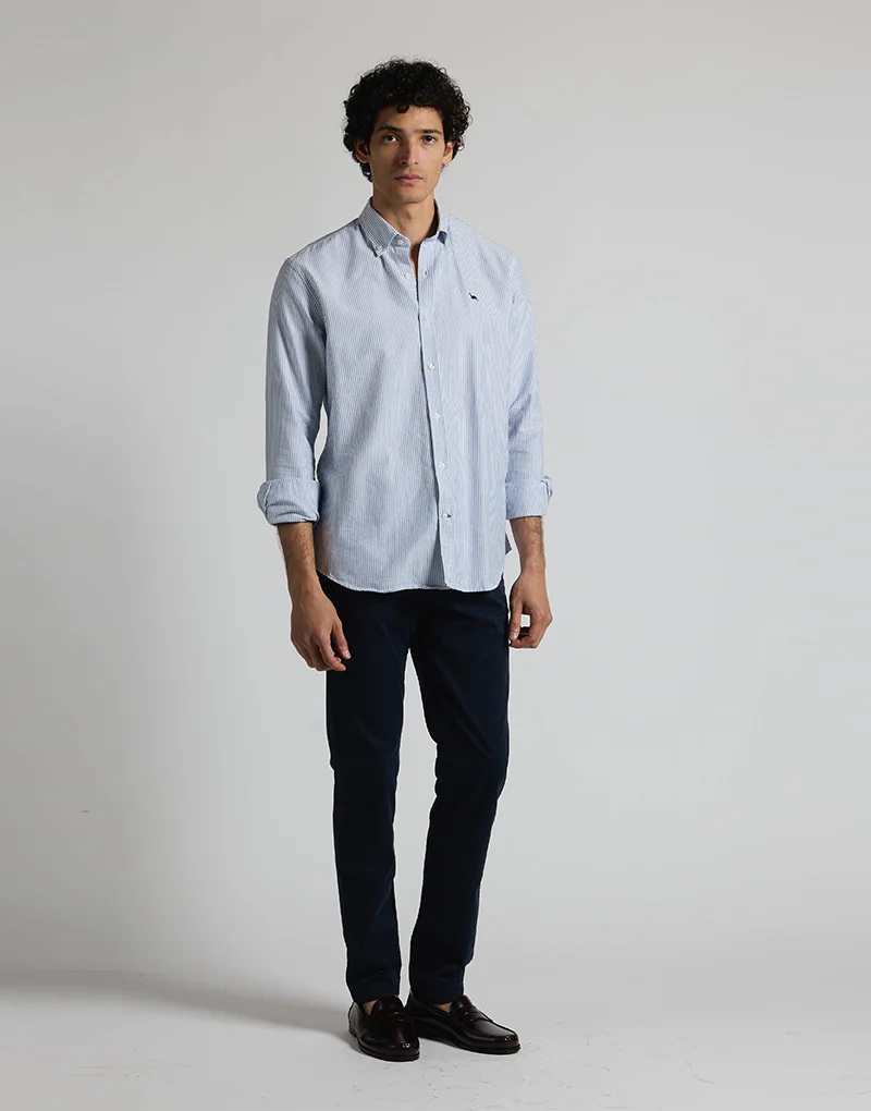 Camisa oxford rayas azul marino button down - Imagen 4