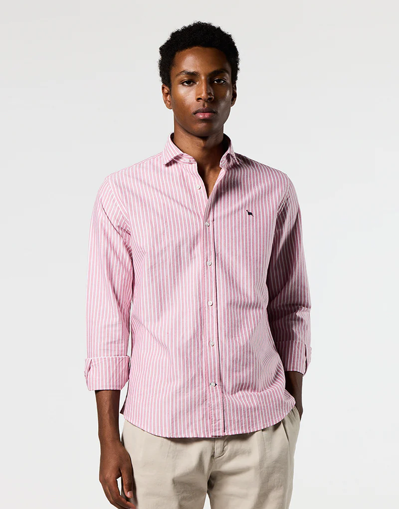 Camisa Italia oxford burdeos raya blanca