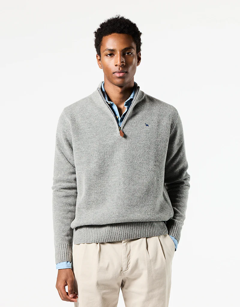 Jersey cremallera lambswool gris