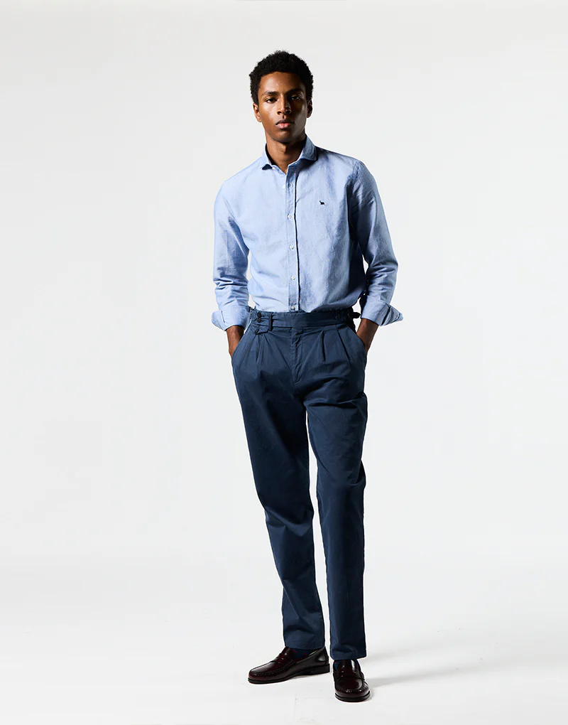 Pantalón relaxed dos pinzas azul marino