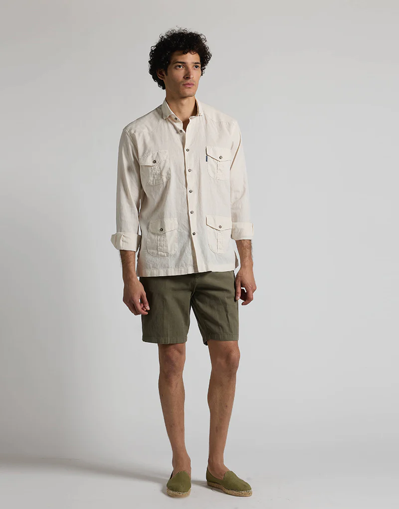 Camisa casual 4 bolsillos beige - Imagen 6