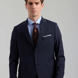 Traje lana azul marino liso