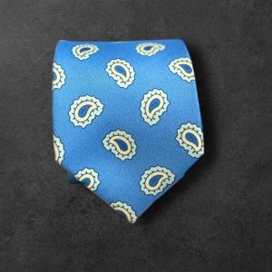Corbata seda cachemir azul.