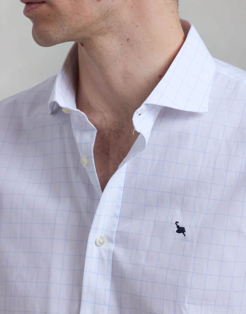 Camisa cuadro ventana azul - Imagen 3