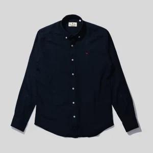 Camisa mix lino botón algodón azul marino