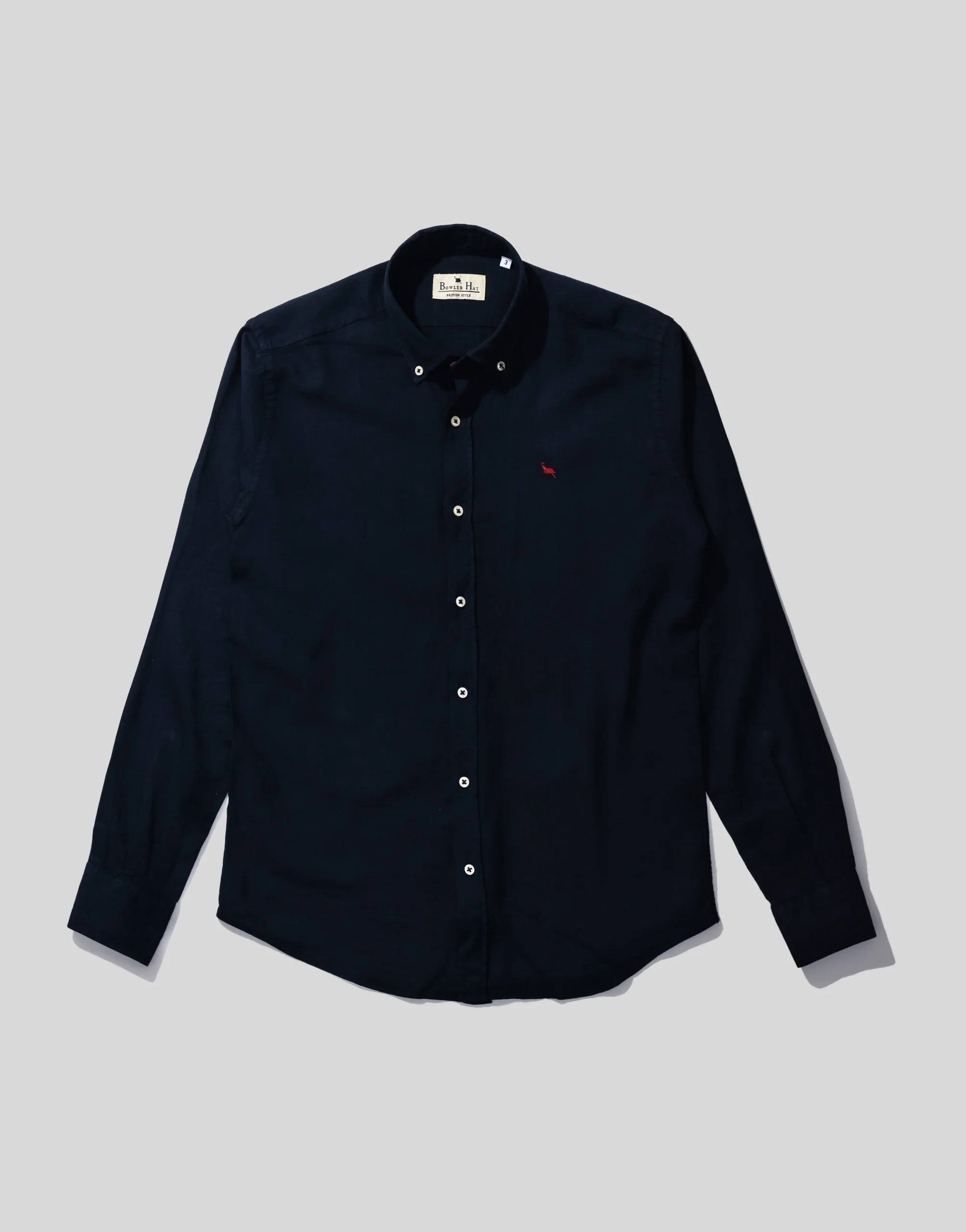 Camisa mix lino botón algodón azul marino