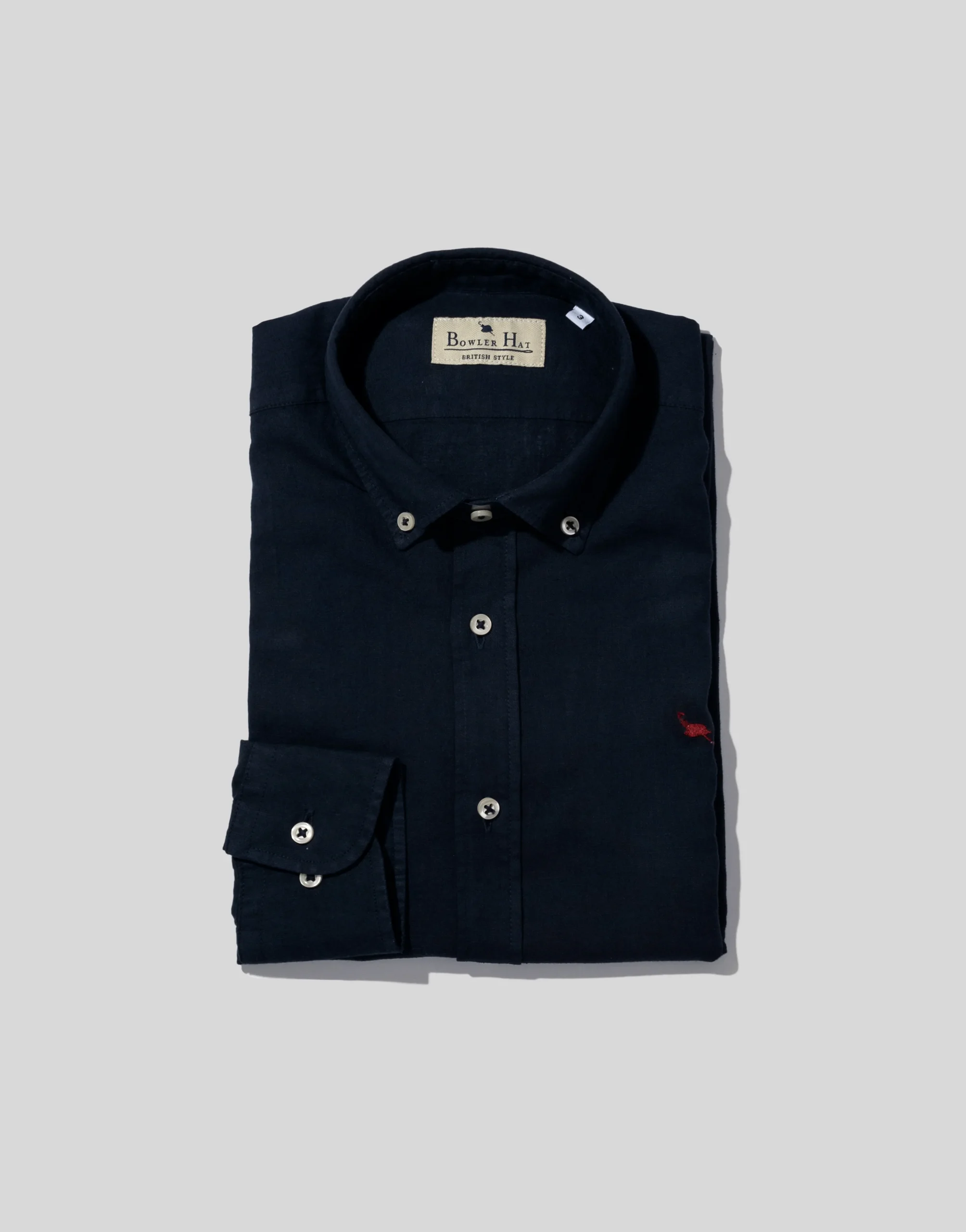 Camisa mix lino botón algodón azul marino - Imagen 3