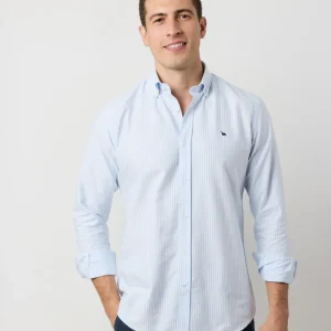 Camisa oxford rayas anchas azul