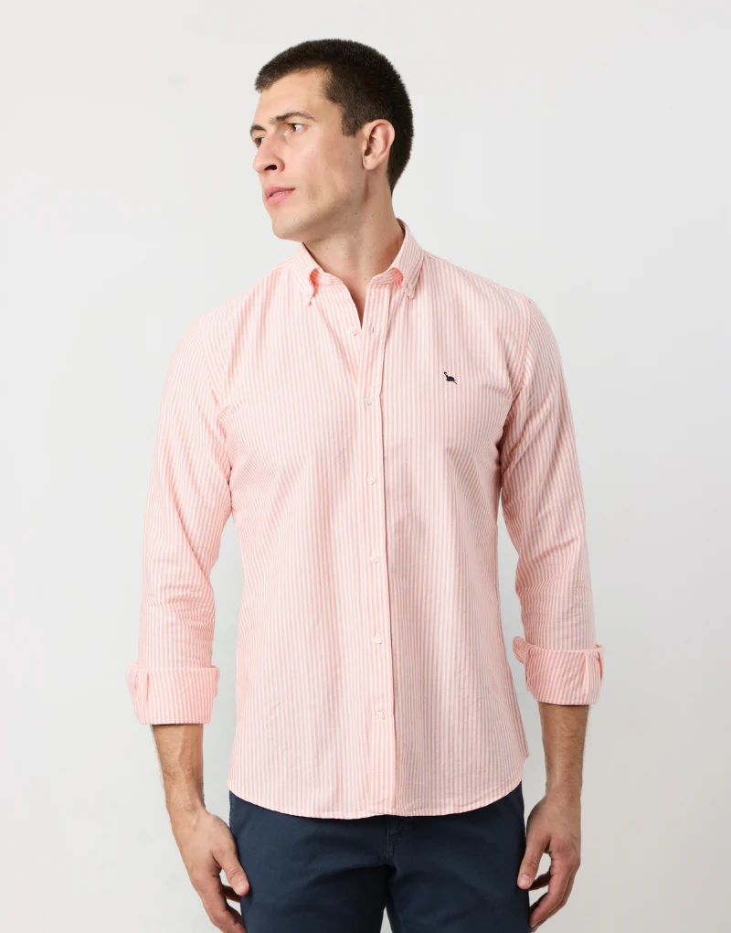 Camisa oxford rayas anchas naranja - Imagen 3