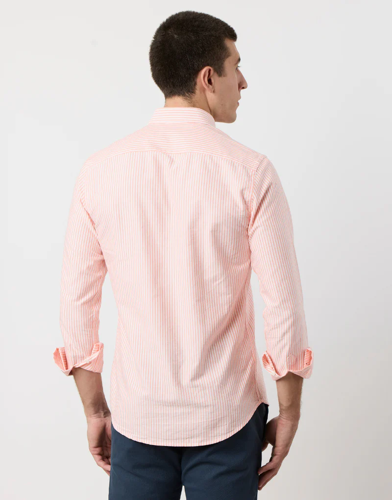 Camisa oxford rayas anchas naranja - Imagen 5