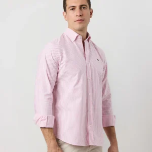 Camisa oxford rayas anchas fresa