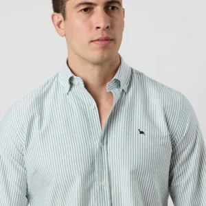 Camisa oxford rayas anchas verde