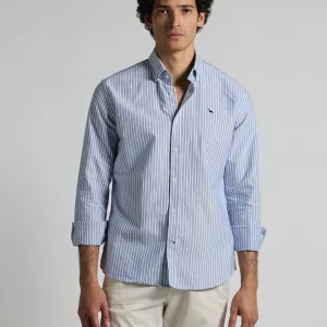 Camisa oxford azul marino raya blanca