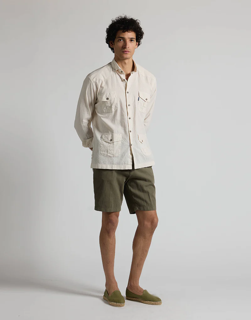 Camisa casual 4 bolsillos beige - Imagen 7