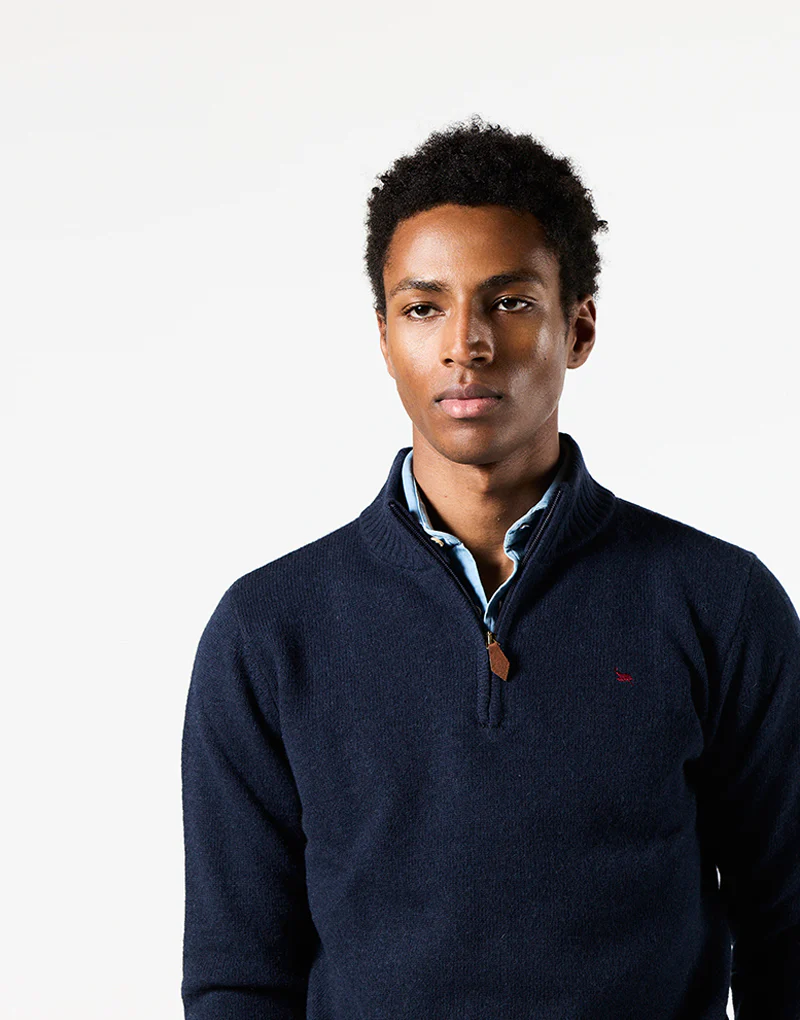 Jersey cremallera lambswool azul marino - Imagen 4