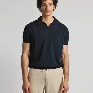 Polo punto manga corta azul marino