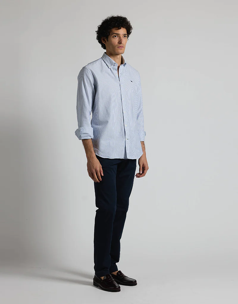 Camisa oxford rayas azul marino button down - Imagen 5