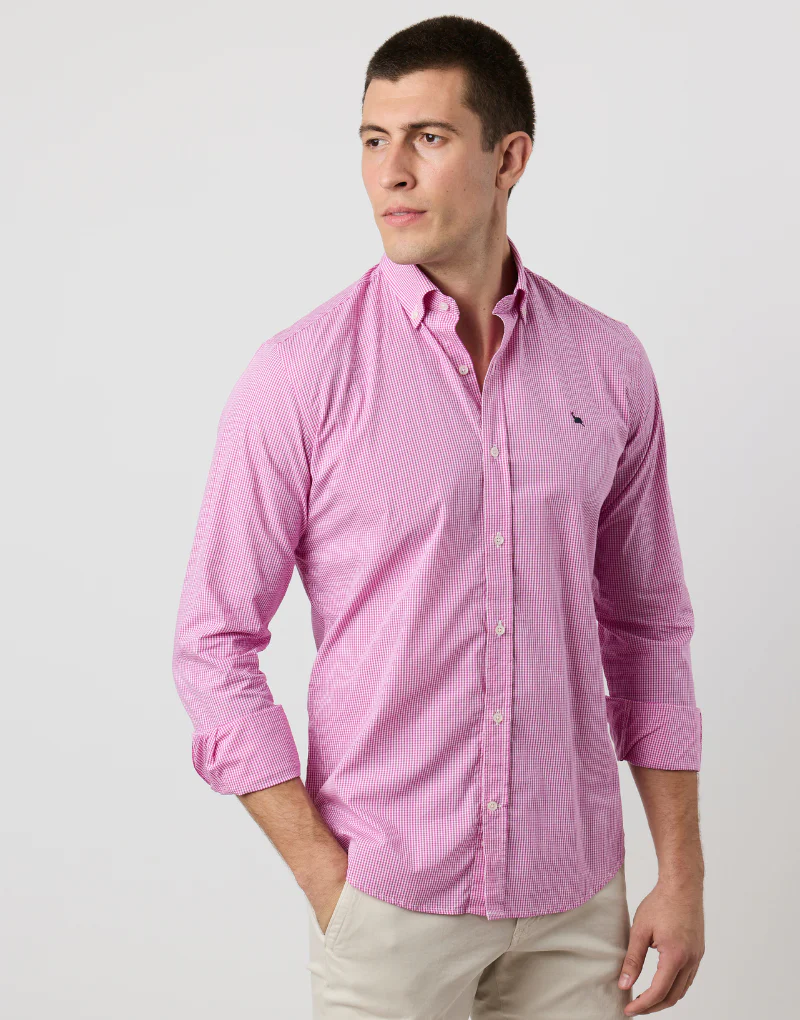 Camisa popelin cuadros vichy grosella - Imagen 6
