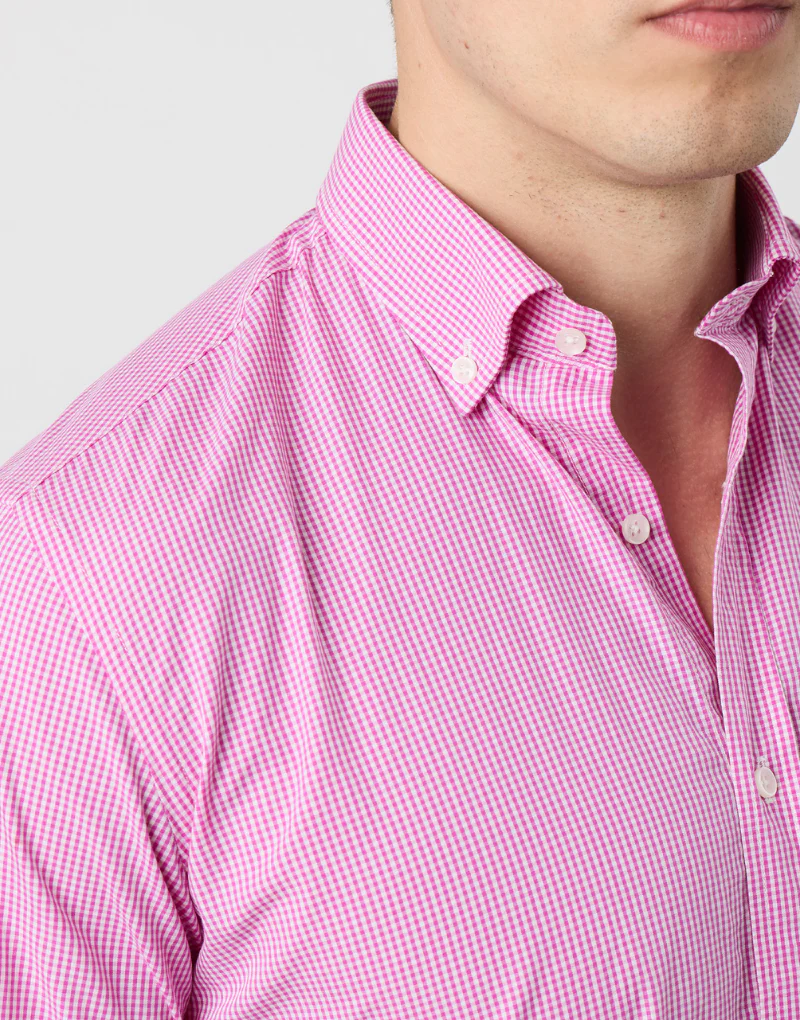 Camisa popelin cuadros vichy grosella - Imagen 3