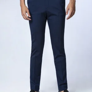 Pantalón vestir tejido de verano slim fit azulón.