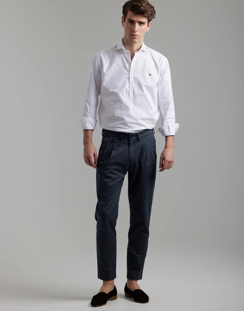 Pantalón chino dos pinzas azul marino