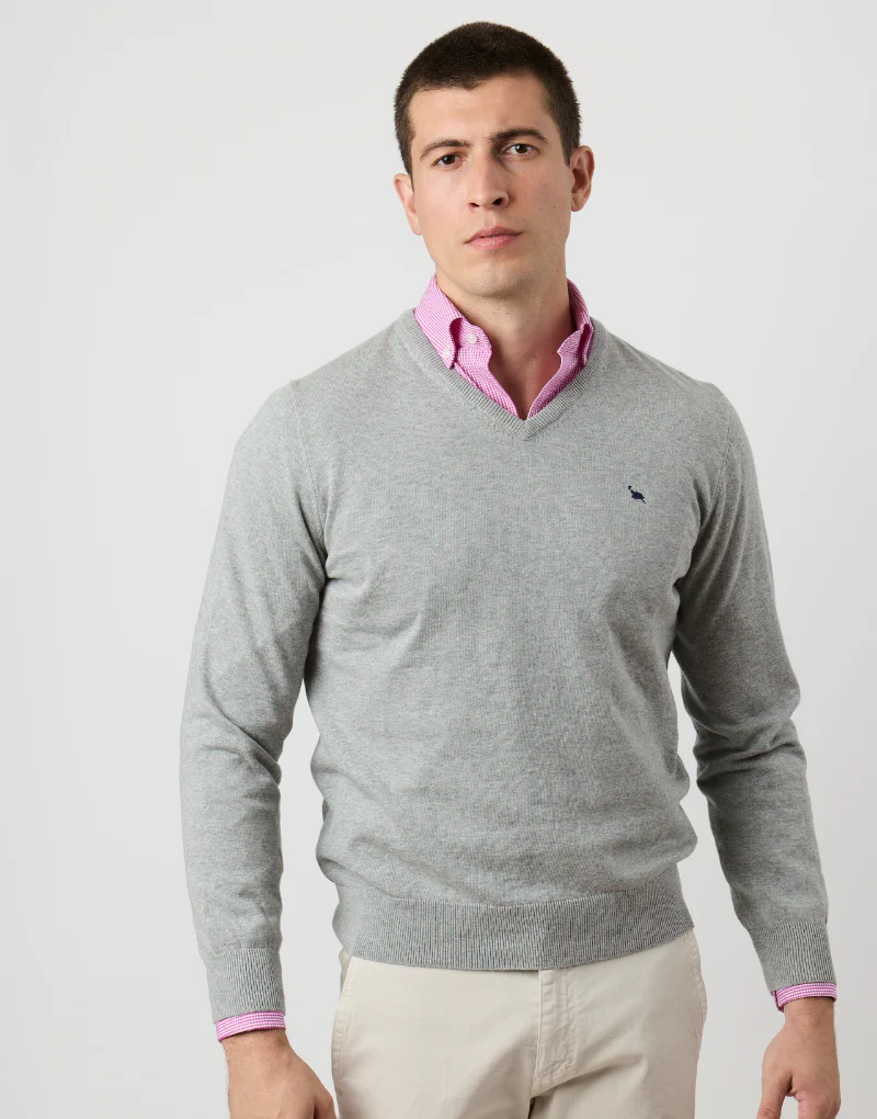 Jersey algodón fine pico gris medio