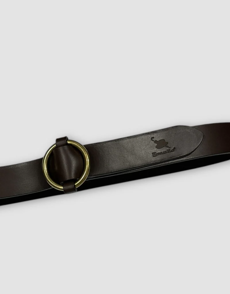 Cinturón piel marrón hebilla pasada - Imagen 3