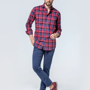 Camisa cuadro escocés rojo/marino
