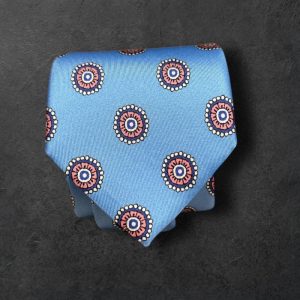 Corbata seda twill medalla azul