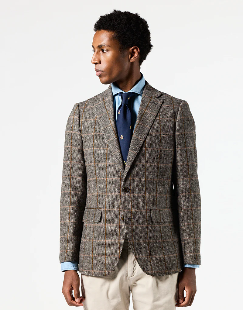 Americana tostada espiga cuadro marrón - Imagen 3