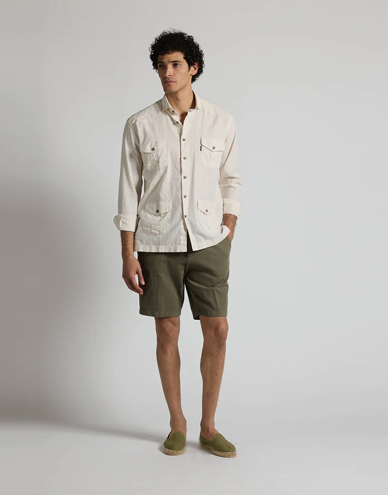 Camisa casual 4 bolsillos beige - Imagen 8