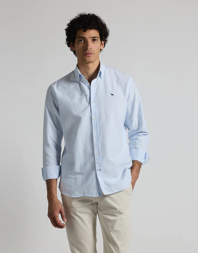 Camisa oxford rayas azules button down