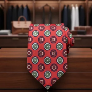 Corbata seda twill cruzada coral