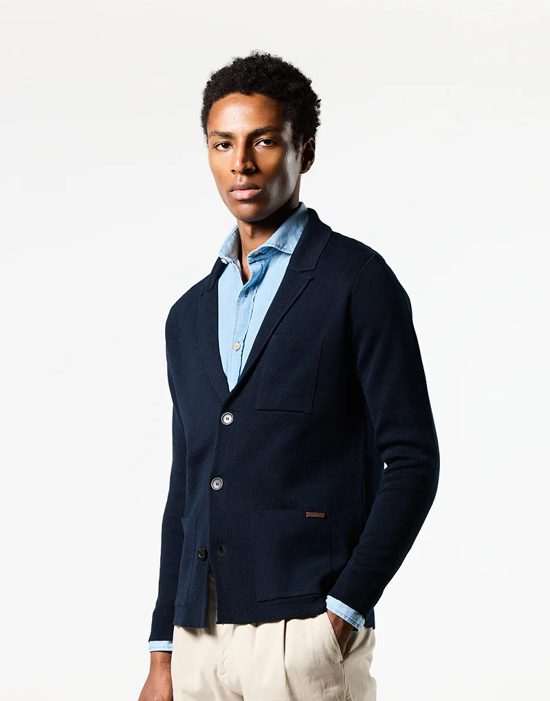 Blazer de punto azul marino