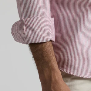 Camisa oxford rayas burdeos button down