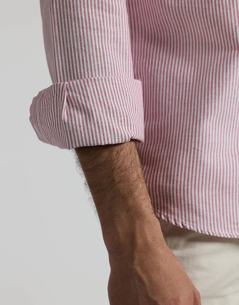 Camisa oxford rayas burdeos button down