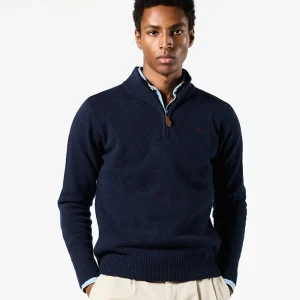 Jersey cremallera lambswool azul marino