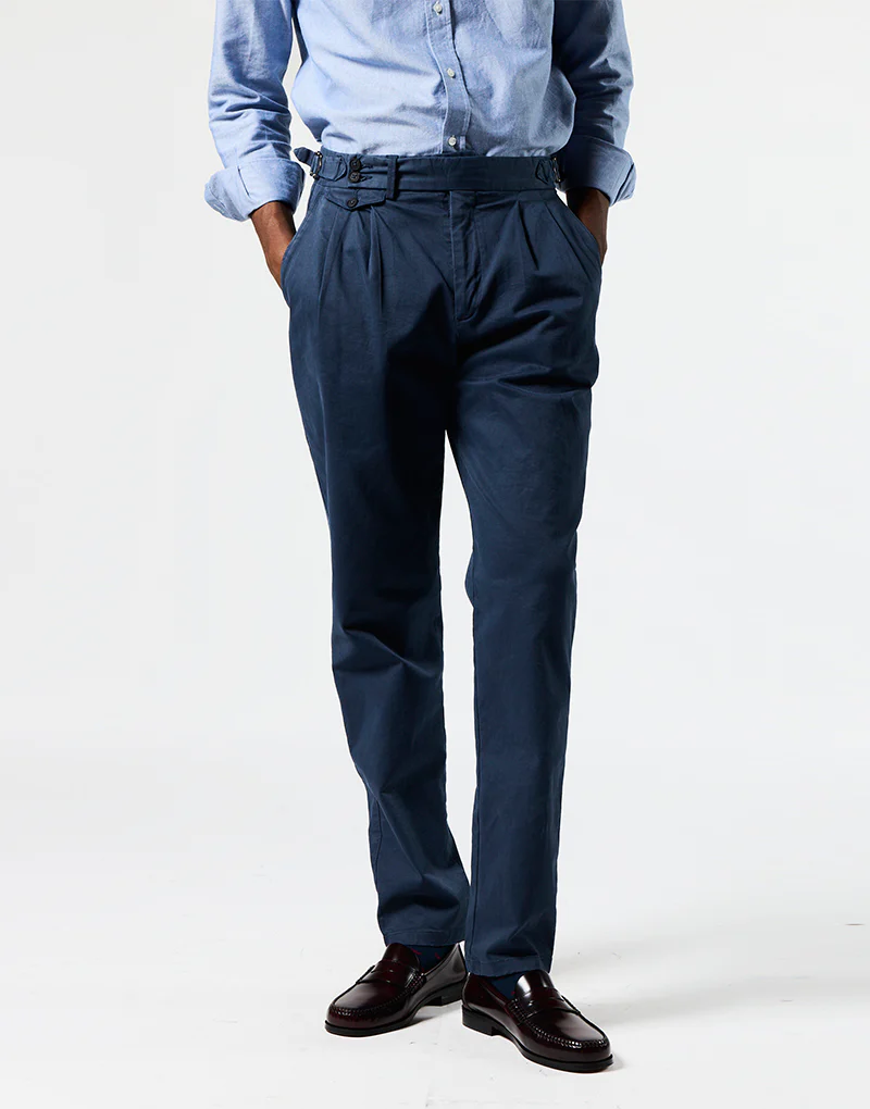 Pantalón relaxed dos pinzas azul marino - Imagen 4