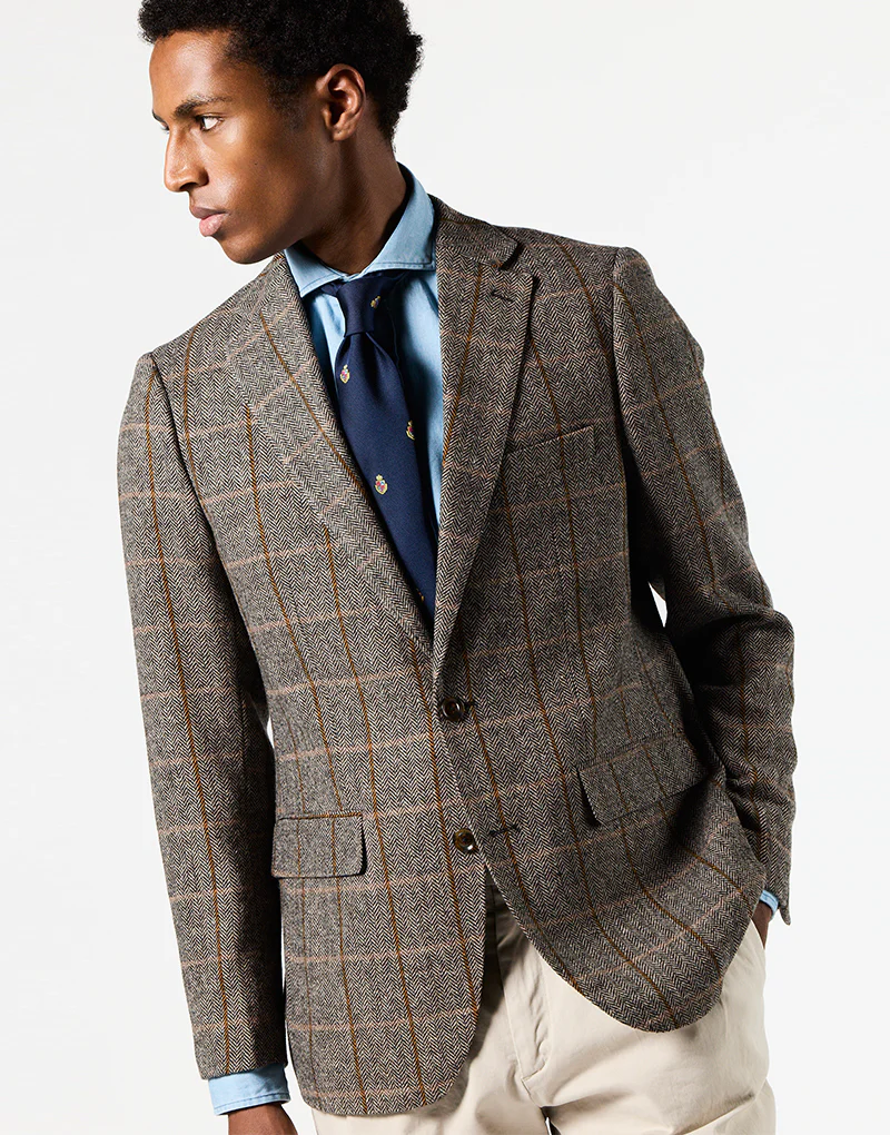 Americana tostada espiga cuadro marrón - Imagen 4