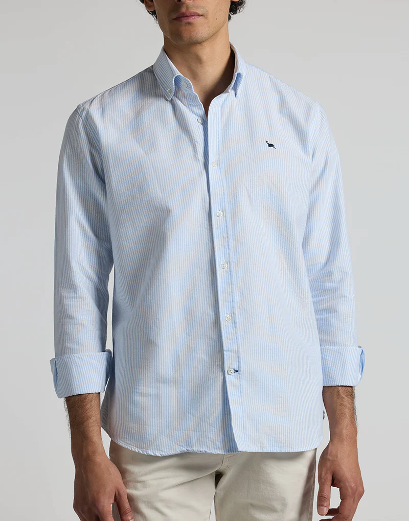 Camisa oxford rayas azules button down - Imagen 3