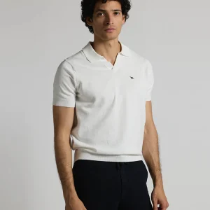 Polo punto manga corta blanco